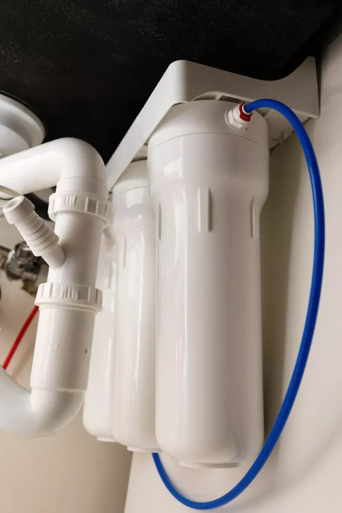 modern water filtration and softener system plumbing
